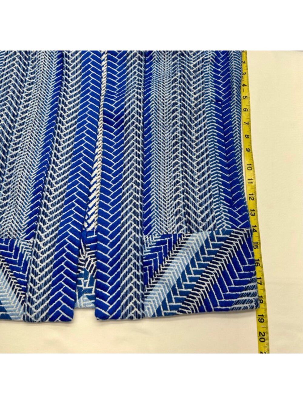 Betty Chow Womens Blue & White Chevron Pattern Open Front Jacket - Size S - Picture 9 of 16
